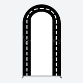 Lofaris Black White Plaid Racing Game Fast Two Arch Backdrop